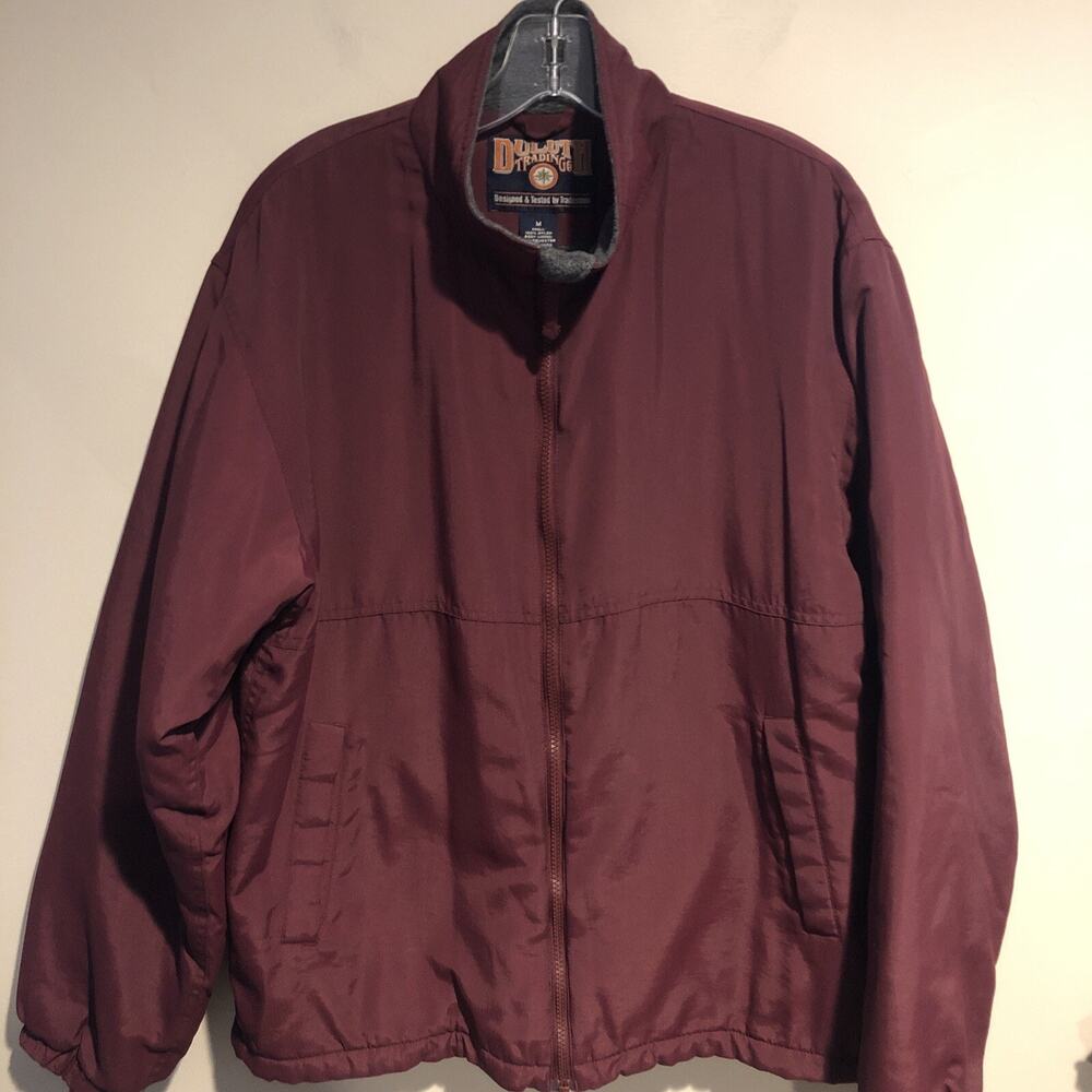 Duluth Trading Mens Work Casual Jacket Maroon Zip Up Pockets Sz Med